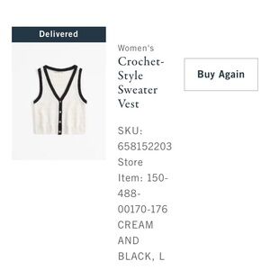 Abercrombie & Fitch Cream and Black Crochet-Style Sweater Vest